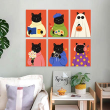 Afbeelding in Gallery-weergave laden, Mini Serie Schilderen op Nummer 15x20cm (6 stuks) - Eén kat, vele stemmingen
