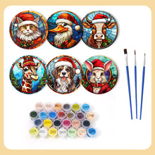 Afbeelding in Gallery-weergave laden, Schilderen op Nummer Onderzetters 15cm (6 stuks) - Kerstwezens