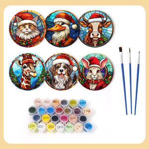 Schilderen op Nummer Onderzetters 15cm (6 stuks) - Kerstwezens
