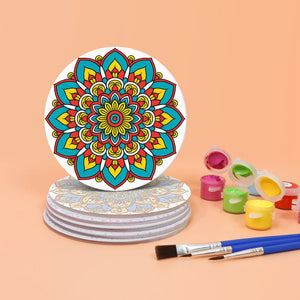 Schilderen op Nummer Onderzetters 15cm (6 stuks) - Gekleurde Mandala