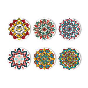 Schilderen op Nummer Onderzetters 15cm (6 stuks) - Gekleurde Mandala