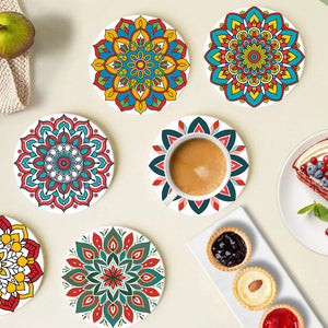 Schilderen op Nummer Onderzetters 15cm (6 stuks) - Gekleurde Mandala