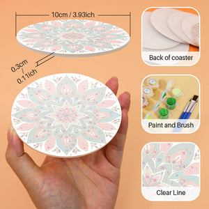 Schilderen op Nummer Onderzetters 15cm (6 stuks) - Gekleurde Mandala