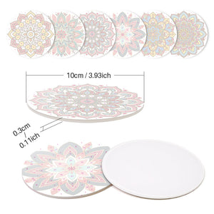 Schilderen op Nummer Onderzetters 15cm (6 stuks) - Gekleurde Mandala