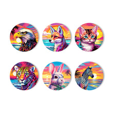 Afbeelding in Gallery-weergave laden, Schilderen op Nummer Onderzetters 15cm (6 stuks) - Fauna Pop Art
