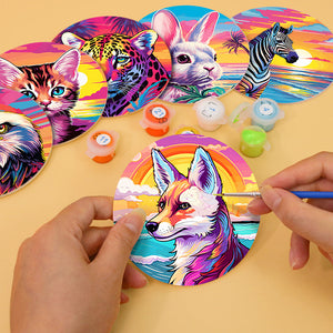 Schilderen op Nummer Onderzetters 15cm (6 stuks) - Fauna Pop Art