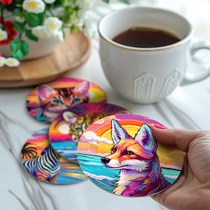 Schilderen op Nummer Onderzetters 15cm (6 stuks) - Fauna Pop Art