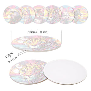 Schilderen op Nummer Onderzetters 15cm (6 stuks) - Fauna Pop Art
