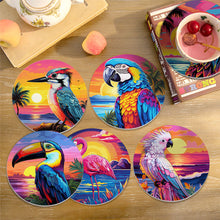 Afbeelding in Gallery-weergave laden, Schilderen op Nummer Onderzetters 15cm (6 stuks) - Levendige Tropische Vogels