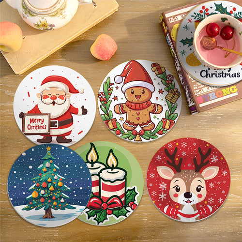 Schilderen op Nummer Onderzetters 15cm (6 stuks) - Kerst Handgemaakt
