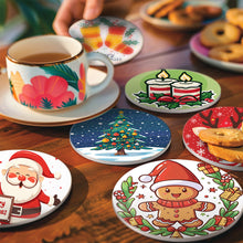 Afbeelding in Gallery-weergave laden, Schilderen op Nummer Onderzetters 15cm (6 stuks) - Kerst Handgemaakt