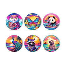 Afbeelding in Gallery-weergave laden, Schilderen op Nummer Onderzetters 15cm (6 stuks) - Fauna Serie met Panda, Wasbeer en Zeehond
