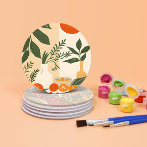 Schilderen op Nummer Onderzetters 15cm (6 stuks) - Modern Botanisch Design