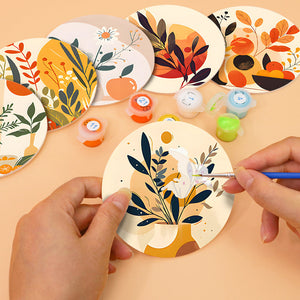 Schilderen op Nummer Onderzetters 15cm (6 stuks) - Modern Botanisch Design