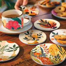 Afbeelding in Gallery-weergave laden, Schilderen op Nummer Onderzetters 15cm (6 stuks) - Modern Botanisch Design