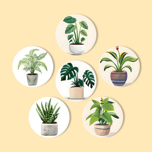 Schilderen op Nummer Onderzetters 15cm (6 stuks) - Monstera en Varen