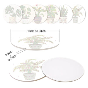 Schilderen op Nummer Onderzetters 15cm (6 stuks) - Monstera en Varen