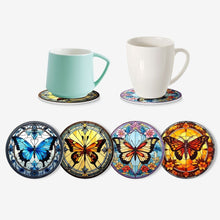 Afbeelding in Gallery-weergave laden, Schilderen op Nummer Onderzetters 15cm (4 stuks) - Vibrerende Vleugels: Een Kwartet van Vlinders