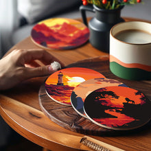 Afbeelding in Gallery-weergave laden, Schilderen op Nummer Onderzetters 15cm (6 stuks) - Zonsondergangscène