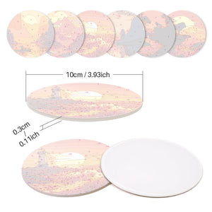 Schilderen op Nummer Onderzetters 15cm (6 stuks) - Zonsondergangscène
