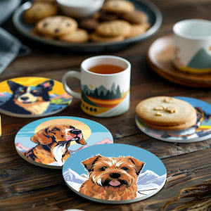 Schilderen op Nummer Onderzetters 15cm (6 stuks) - Schattige Honden