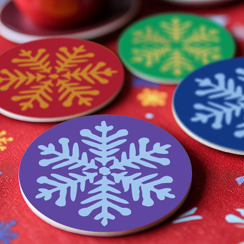 Schilderen op Nummer Onderzetters 15cm (4 stuks) - Sneeuwvlok