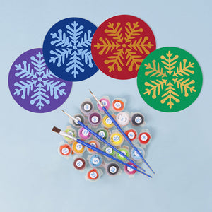 Schilderen op Nummer Onderzetters 15cm (4 stuks) - Sneeuwvlok
