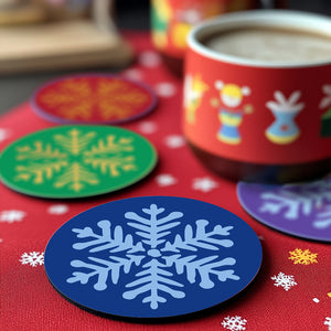 Schilderen op Nummer Onderzetters 15cm (4 stuks) - Sneeuwvlok