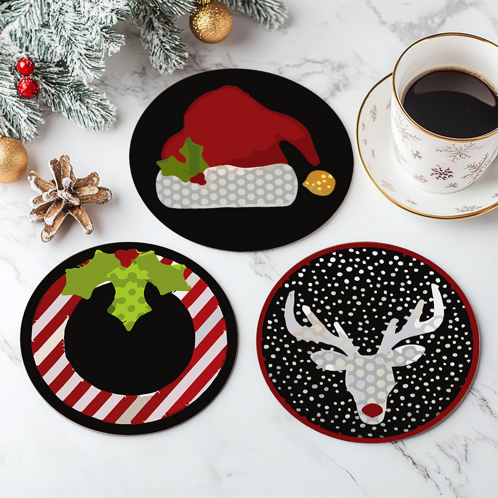 Schilderen op Nummer Onderzetters 15cm (4 stuks) - Creatief Kerstcadeau