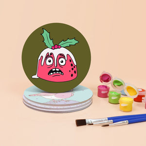 Schilderen op Nummer Onderzetters 15cm (4 stuks) - Creatief Kerstcadeau 1