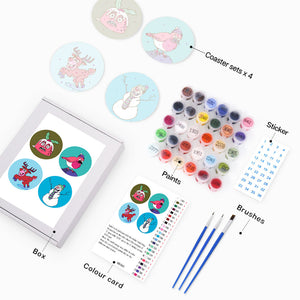 Schilderen op Nummer Onderzetters 15cm (4 stuks) - Creatief Kerstcadeau 1
