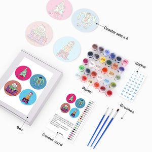 Schilderen op Nummer Onderzetters 15cm (4 stuks) - Creatief Kerstcadeau 2