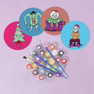 Schilderen op Nummer Onderzetters 15cm (4 stuks) - Creatief Kerstcadeau 2