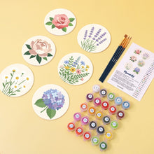 Afbeelding in Gallery-weergave laden, Schilderen op Nummer Onderzetters 10cm (6 stuks) - Pastelboeket