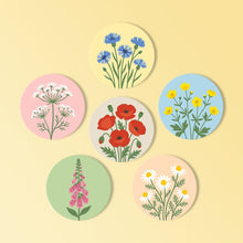 Afbeelding in Gallery-weergave laden, Schilderen op Nummer Onderzetters 10cm (6 stuks) - Wilde Bloemen
