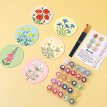 Afbeelding in Gallery-weergave laden, Schilderen op Nummer Onderzetters 10cm (6 stuks) - Wilde Bloemen