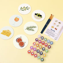 Afbeelding in Gallery-weergave laden, Schilderen op Nummer Onderzetters 10cm (6 stuks) - Mediterrane Smaken