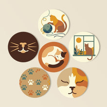 Afbeelding in Gallery-weergave laden, Schilderen op Nummer Onderzetters 10cm (6 stuks) - Kattenleven