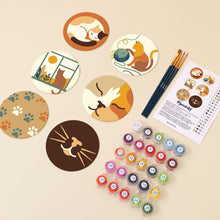 Afbeelding in Gallery-weergave laden, Schilderen op Nummer Onderzetters 10cm (6 stuks) - Kattenleven