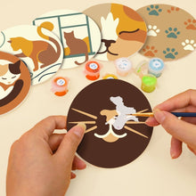 Afbeelding in Gallery-weergave laden, Schilderen op Nummer Onderzetters 10cm (6 stuks) - Kattenleven