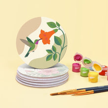 Afbeelding in Gallery-weergave laden, Schilderen op Nummer Onderzetters 10cm (6 stuks) - Dans van Kolibries