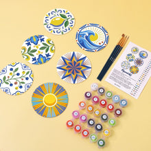Afbeelding in Gallery-weergave laden, Schilderen op Nummer Onderzetters 10cm (6 stuks) - Mediterrane Motieven
