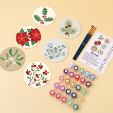 Afbeelding in Gallery-weergave laden, Schilderen op Nummer Onderzetters 10cm (6 stuks) - Feestelijk gebladerte
