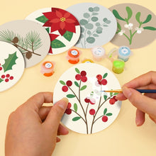 Afbeelding in Gallery-weergave laden, Schilderen op Nummer Onderzetters 10cm (6 stuks) - Feestelijk gebladerte