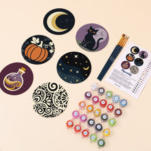 Afbeelding in Gallery-weergave laden, Schilderen op Nummer Onderzetters 10cm (6 stuks) - Halloweenmagie