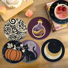 Afbeelding in Gallery-weergave laden, Schilderen op Nummer Onderzetters 10cm (6 stuks) - Halloweenmagie