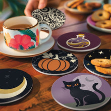 Afbeelding in Gallery-weergave laden, Schilderen op Nummer Onderzetters 10cm (6 stuks) - Halloweenmagie