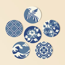 Afbeelding in Gallery-weergave laden, Schilderen op Nummer Onderzetters 10cm (6 stuks) - Mediterraan blauw