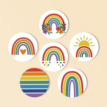 Afbeelding in Gallery-weergave laden, Schilderen op Nummer Onderzetters 10cm (6 stuks) - Kleurrijke regenboog