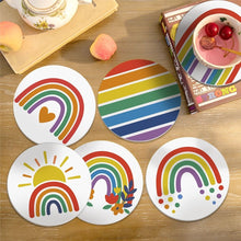 Afbeelding in Gallery-weergave laden, Schilderen op Nummer Onderzetters 10cm (6 stuks) - Kleurrijke regenboog